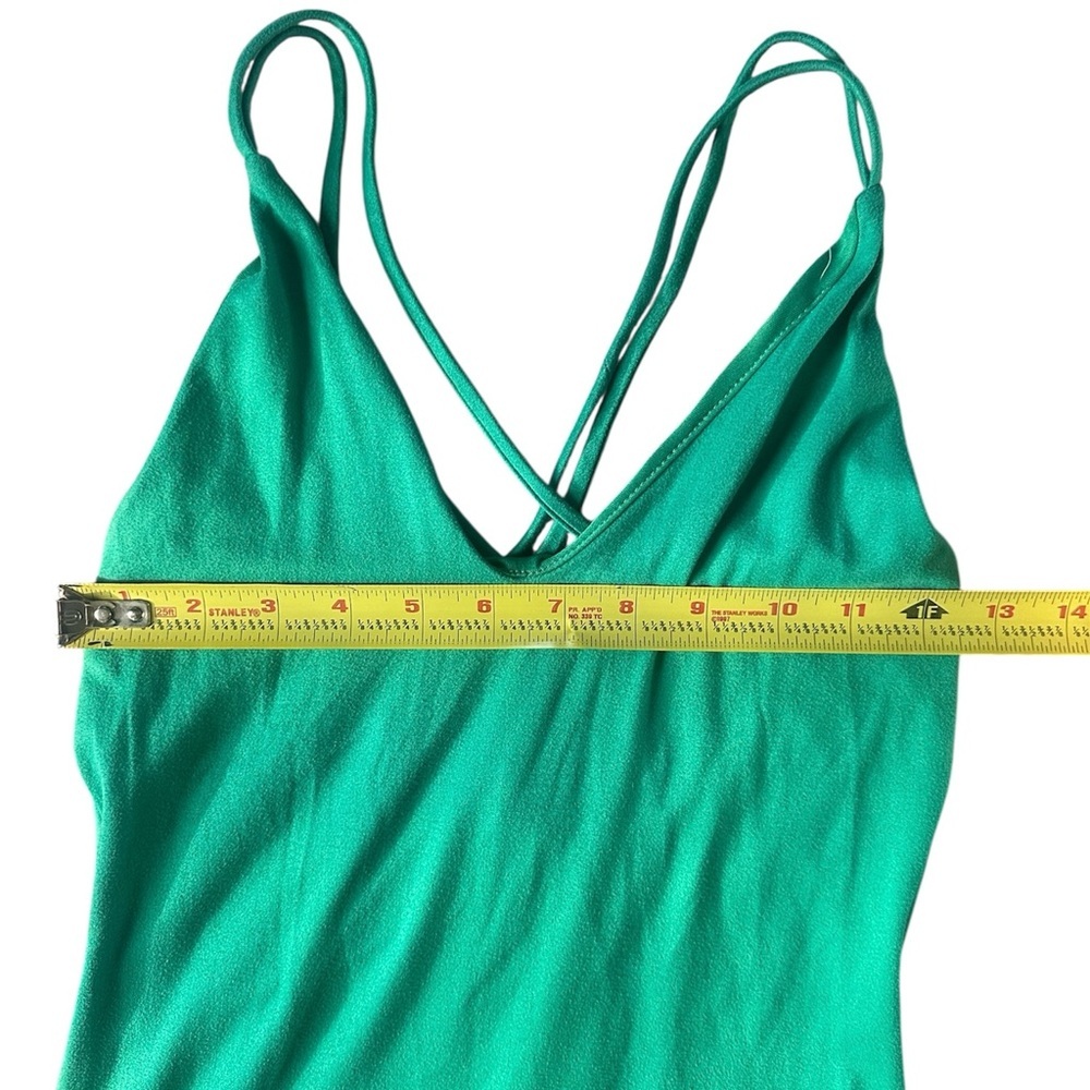 Green Spaghetti Strap Maxi Dress Stretch Casual Summer XS S Magia - Picture 7 of 9